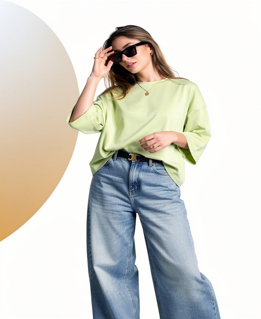 Drop Shoulder T-Shirt – Lime Green