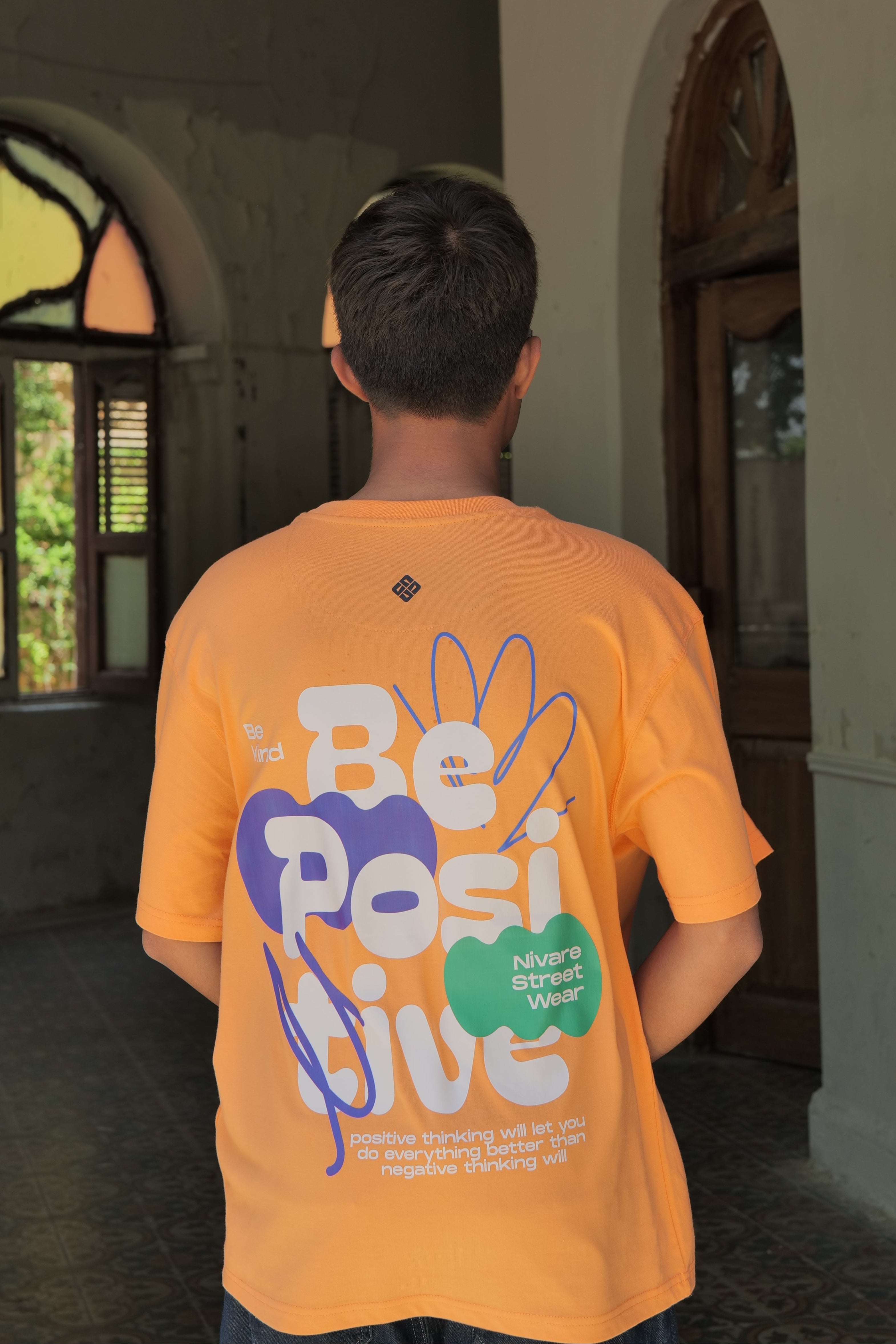 Be Positive Drop Shoulder T-Shirt – Orange