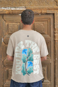 Floral Drop Shoulder T-Shirt – Beige